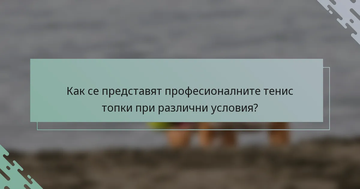 Как се представят професионалните тенис топки при различни условия?