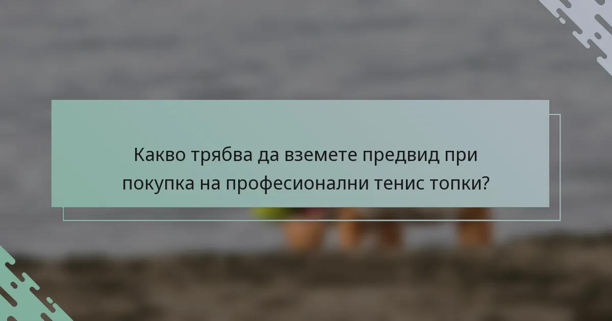 Какво трябва да вземете предвид при покупка на професионални тенис топки?