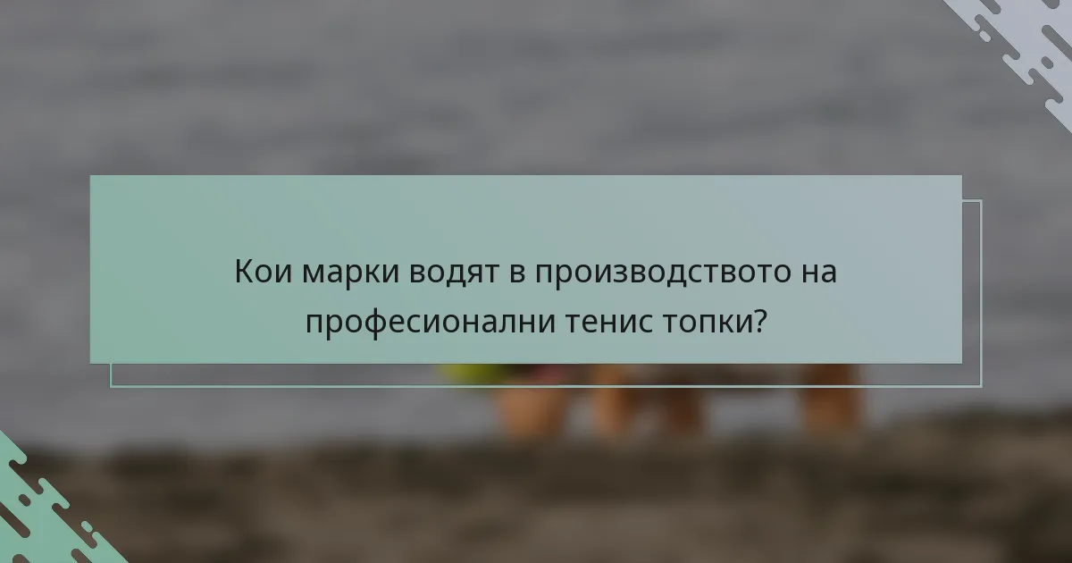 Кои марки водят в производството на професионални тенис топки?